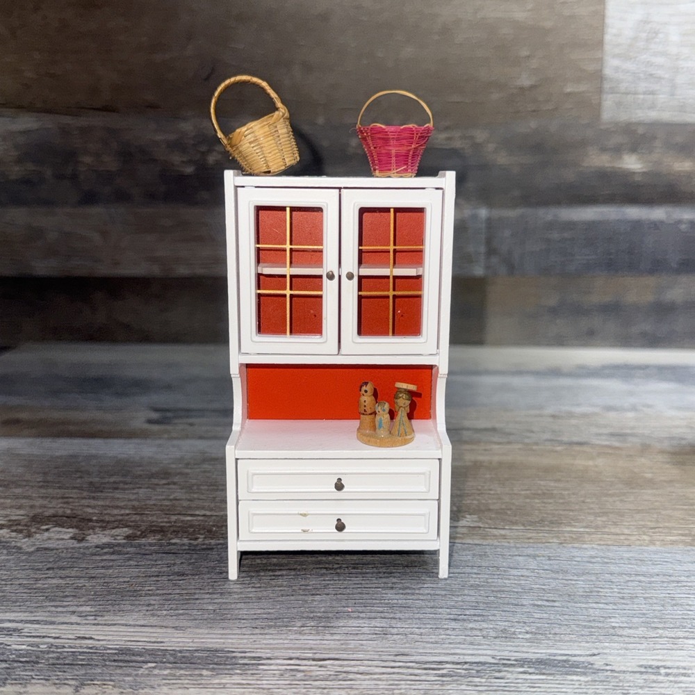Lundby vintage display cabinet with cupboard, drawers and shelf